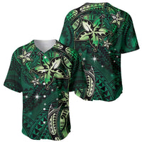 Hawaii Makahiki Season Baseball Jersey Floral Tribal Tattoo Green Galaxy LT05 - Polynesian Pride