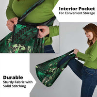 Hawaii Makahiki Season Grocery Bag Floral Tribal Tattoo Green Galaxy LT05 - Polynesian Pride
