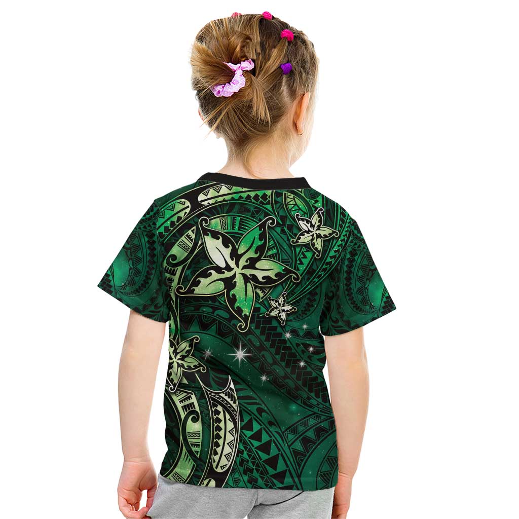 Hawaii Makahiki Season Kid T Shirt Floral Tribal Tattoo Green Galaxy LT05 - Polynesian Pride