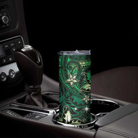 Hawaii Makahiki Season Skinny Tumbler Floral Tribal Tattoo Green Galaxy