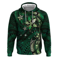 Hawaii Makahiki Season Zip Hoodie Floral Tribal Tattoo Green Galaxy LT05 Pullover Hoodie Green - Polynesian Pride
