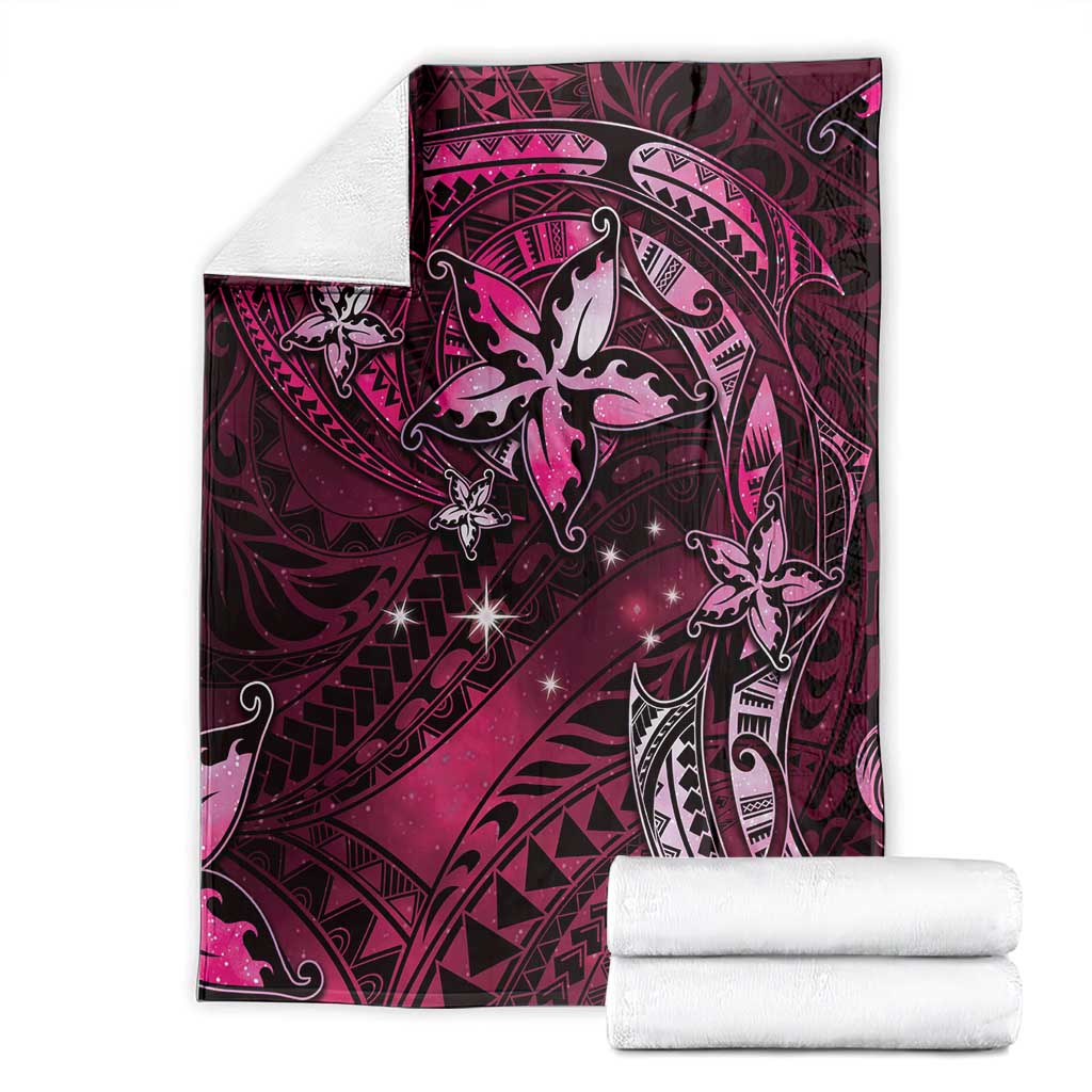 Hawaii Makahiki Season Blanket Floral Tribal Tattoo Pink Galaxy