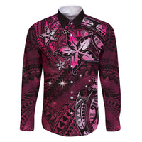 Hawaii Makahiki Season Family Matching Puletasi and Hawaiian Shirt Floral Tribal Tattoo Pink Galaxy LT05 Dad's Shirt - Long Sleeve Pink - Polynesian Pride