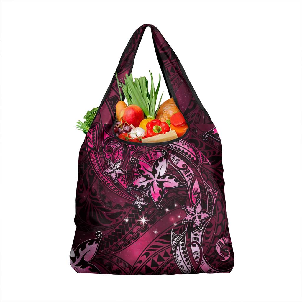 Hawaii Makahiki Season Grocery Bag Floral Tribal Tattoo Pink Galaxy LT05 1-pack One Size Pink - Polynesian Pride