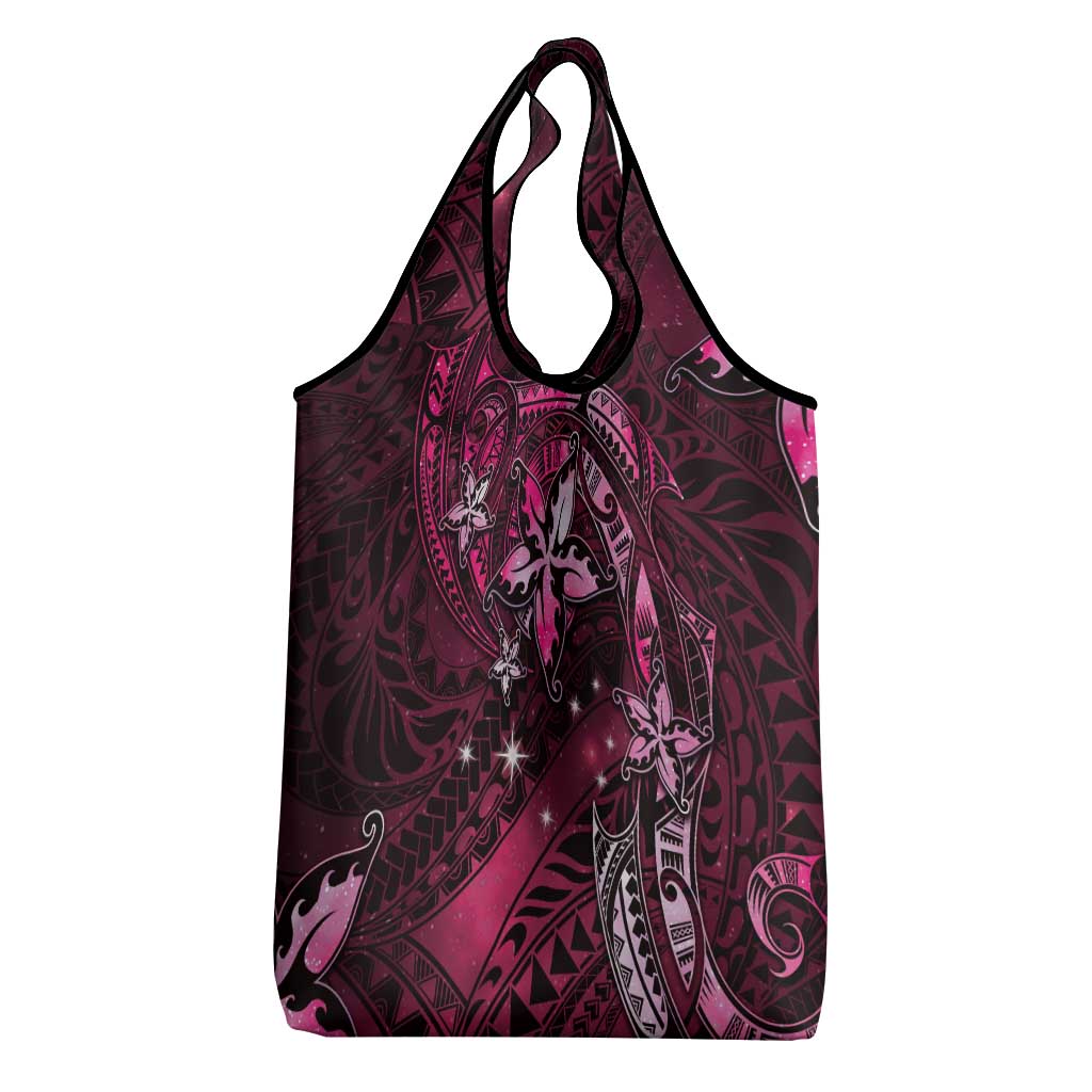 Hawaii Makahiki Season Grocery Bag Floral Tribal Tattoo Pink Galaxy LT05 - Polynesian Pride