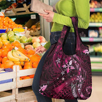 Hawaii Makahiki Season Grocery Bag Floral Tribal Tattoo Pink Galaxy LT05 - Polynesian Pride