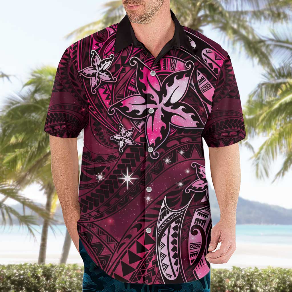 Hawaii Makahiki Season Hawaiian Shirt Floral Tribal Tattoo Pink Galaxy