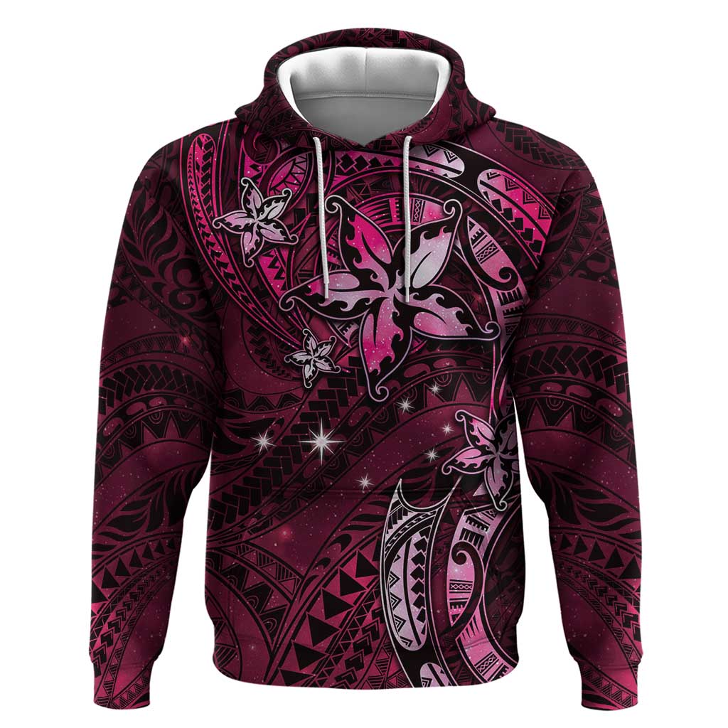 Hawaii Makahiki Season Hoodie Floral Tribal Tattoo Pink Galaxy
