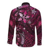 Hawaii Makahiki Season Long Sleeve Button Shirt Floral Tribal Tattoo Pink Galaxy LT05 - Polynesian Pride