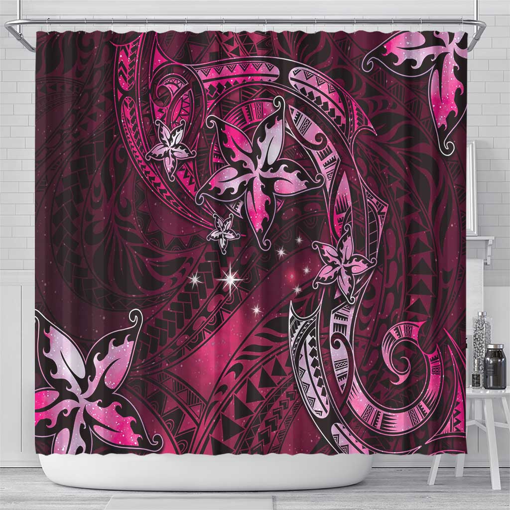 Hawaii Makahiki Season Shower Curtain Floral Tribal Tattoo Pink Galaxy LT05 - Polynesian Pride