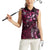 Hawaii Makahiki Season Women Sleeveless Polo Shirt Floral Tribal Tattoo Pink Galaxy