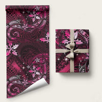 Hawaii Makahiki Season Wrapping Paper Floral Tribal Tattoo Pink Galaxy - Polynesian Pride