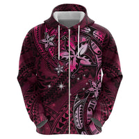 Hawaii Makahiki Season Zip Hoodie Floral Tribal Tattoo Pink Galaxy LT05 - Polynesian Pride
