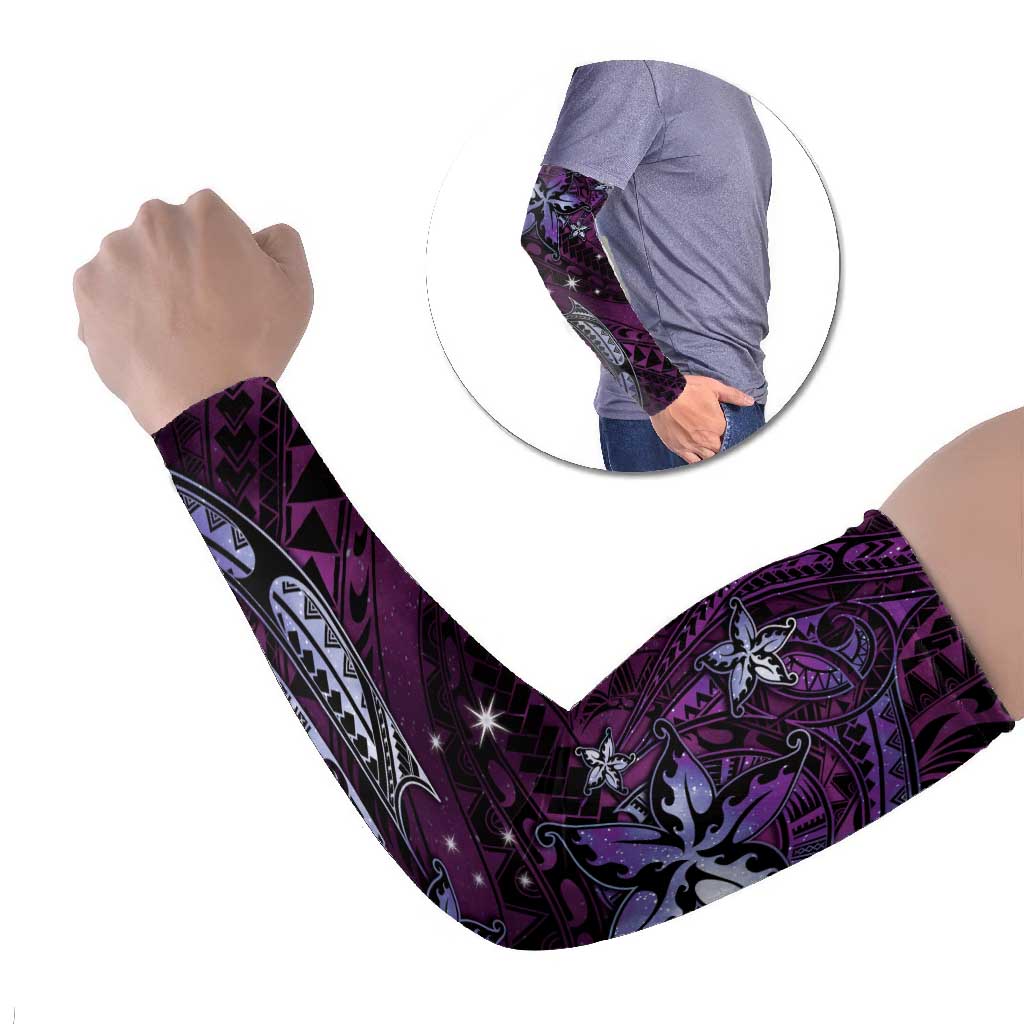 Hawaii Makahiki Season Arm Sleeves Floral Tribal Tattoo Purple Galaxy - Polynesian Pride