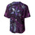 Hawaii Makahiki Season Baseball Jersey Floral Tribal Tattoo Purple Galaxy