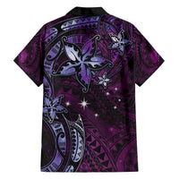 Hawaii Makahiki Season Family Matching Puletasi and Hawaiian Shirt Floral Tribal Tattoo Purple Galaxy LT05 - Polynesian Pride