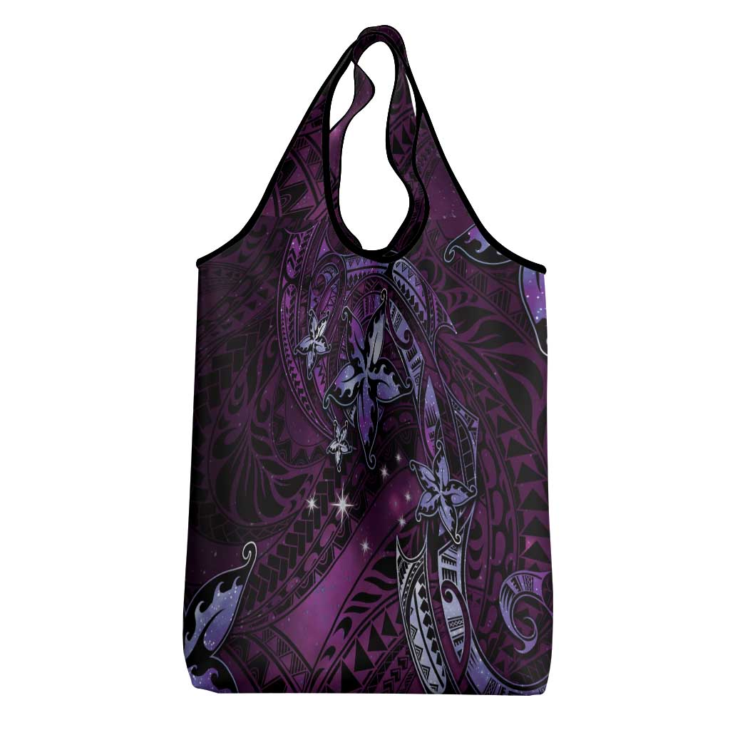 Hawaii Makahiki Season Grocery Bag Floral Tribal Tattoo Purple Galaxy LT05 - Polynesian Pride