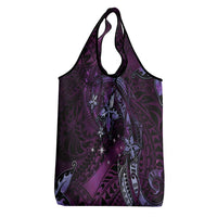 Hawaii Makahiki Season Grocery Bag Floral Tribal Tattoo Purple Galaxy LT05 - Polynesian Pride