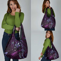 Hawaii Makahiki Season Grocery Bag Floral Tribal Tattoo Purple Galaxy LT05 - Polynesian Pride
