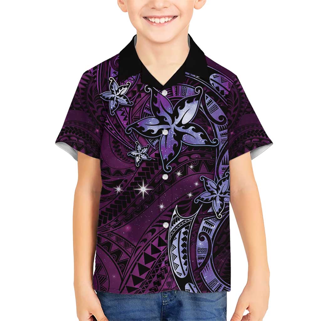 Hawaii Makahiki Season Hawaiian Shirt Floral Tribal Tattoo Purple Galaxy