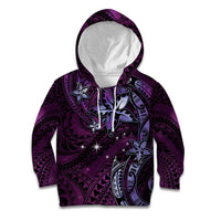 Hawaii Makahiki Season Kid Hoodie Floral Tribal Tattoo Purple Galaxy