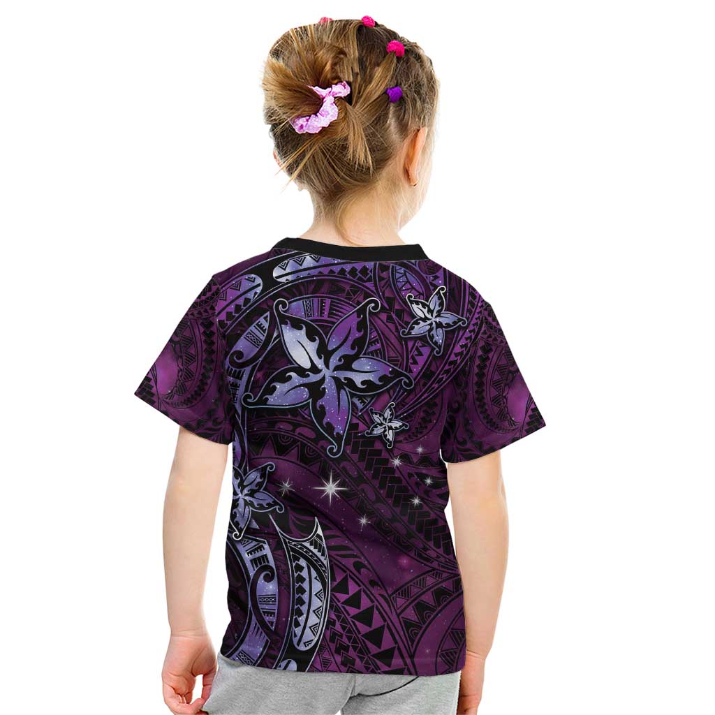 Hawaii Makahiki Season Kid T Shirt Floral Tribal Tattoo Purple Galaxy LT05 - Polynesian Pride