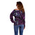 Hawaii Makahiki Season Off Shoulder Sweater Floral Tribal Tattoo Purple Galaxy