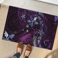 Hawaii Makahiki Season Rubber Doormat Floral Tribal Tattoo Purple Galaxy LT05 - Polynesian Pride