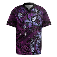 Hawaii Makahiki Season Rugby Jersey Floral Tribal Tattoo Purple Galaxy LT05 Purple - Polynesian Pride