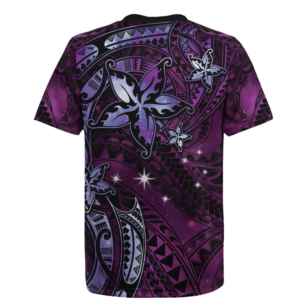 Hawaii Makahiki Season Rugby Jersey Floral Tribal Tattoo Purple Galaxy LT05 - Polynesian Pride
