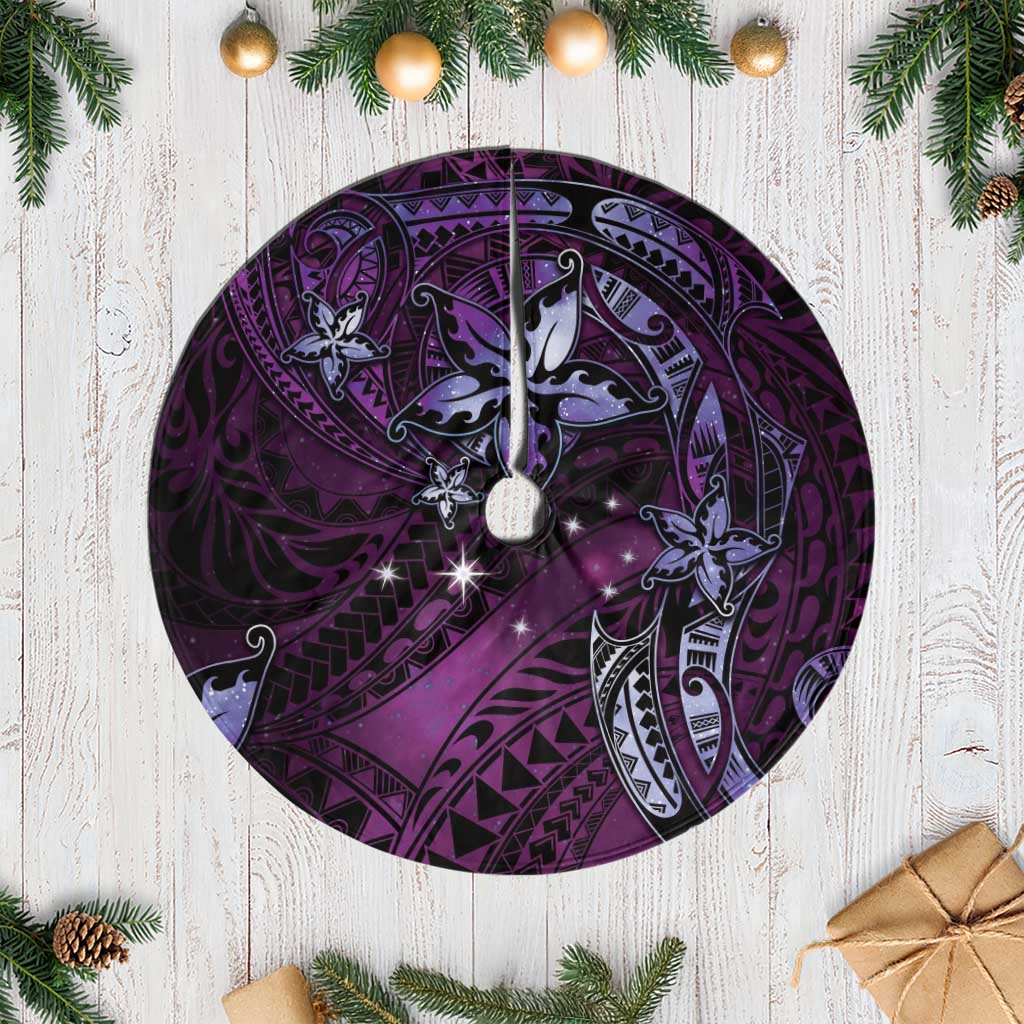 Hawaii Makahiki Season Tree Skirt Floral Tribal Tattoo Purple Galaxy LT05 Casual Purple - Polynesian Pride