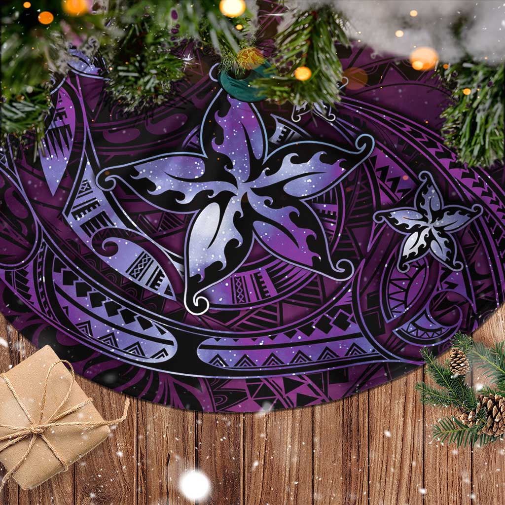 Hawaii Makahiki Season Tree Skirt Floral Tribal Tattoo Purple Galaxy LT05 - Polynesian Pride