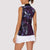 Hawaii Makahiki Season Women Sleeveless Polo Shirt Floral Tribal Tattoo Purple Galaxy