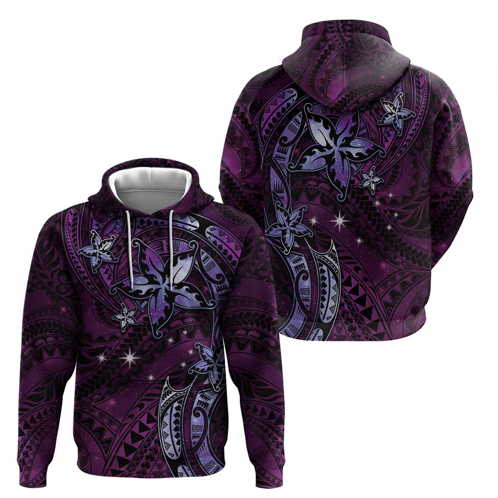 Hawaii Makahiki Season Zip Hoodie Floral Tribal Tattoo Purple Galaxy LT05 - Polynesian Pride