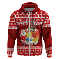 Personalized Tonga Christmas Hoodie Kilisimasi Fiefia Santas Coat Of Arms LT05 - Polynesian Pride