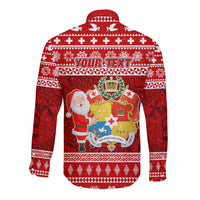 Personalized Tonga Christmas Long Sleeve Button Shirt Kilisimasi Fiefia Santas Coat Of Arms LT05 - Polynesian Pride