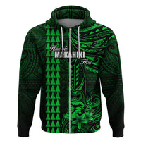 Personalized Hawaii Hauoli Makahiki Hou Hoodie Lono Hawaiian God Kakau Polynesian Tribal Green LT05 - Polynesian Pride