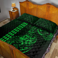 Hawaii Hauoli Makahiki Hou Quilt Bed Set Lono Hawaiian God Kakau Polynesian Tribal Green LT05 - Polynesian Pride