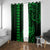 Hawaii Hauoli Makahiki Hou Window Curtain Lono Hawaiian God Kakau Polynesian Tribal Green LT05 Grommets Green - Polynesian Pride