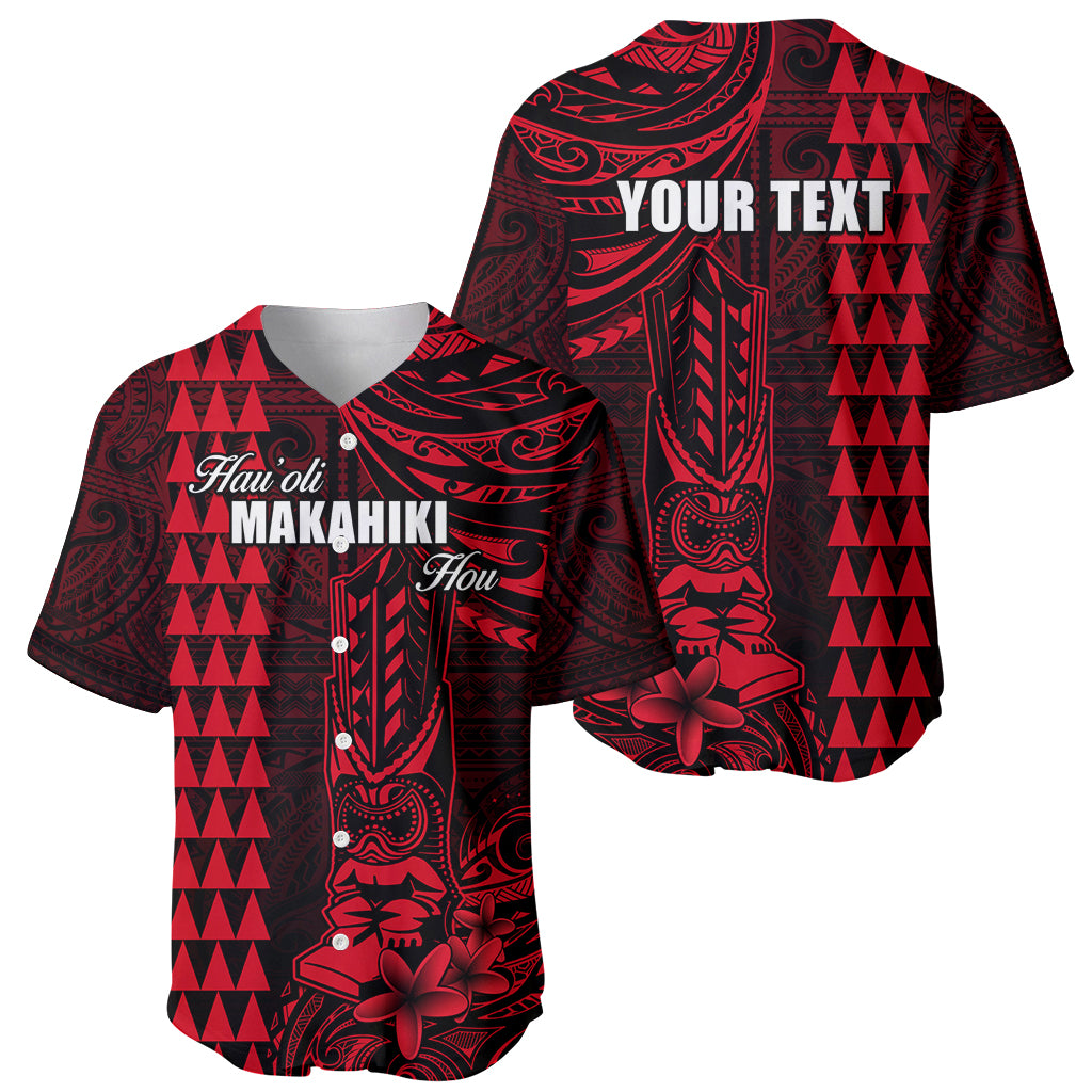 Personalized Hawaii Hauoli Makahiki Hou Baseball Jersey Lono Hawaiian God Kakau Polynesian Tribal Red LT05 - Polynesian Pride