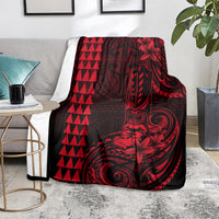 Hawaii Hauoli Makahiki Hou Blanket Lono Hawaiian God Kakau Polynesian Tribal Red LT05 - Polynesian Pride