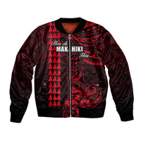 Personalized Hawaii Hauoli Makahiki Hou Bomber Jacket Lono Hawaiian God Kakau Polynesian Tribal Red LT05 Unisex Red - Polynesian Pride