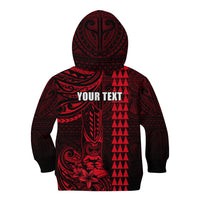 Personalized Hawaii Hauoli Makahiki Hou Kid Hoodie Lono Hawaiian God Kakau Polynesian Tribal Red LT05 - Polynesian Pride