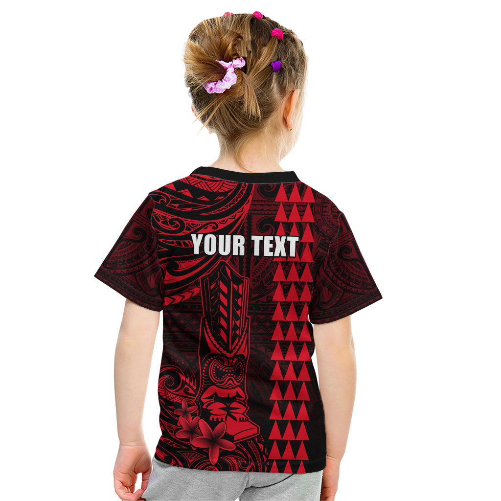 Personalized Hawaii Hauoli Makahiki Hou Kid T Shirt Lono Hawaiian God Kakau Polynesian Tribal Red LT05 - Polynesian Pride