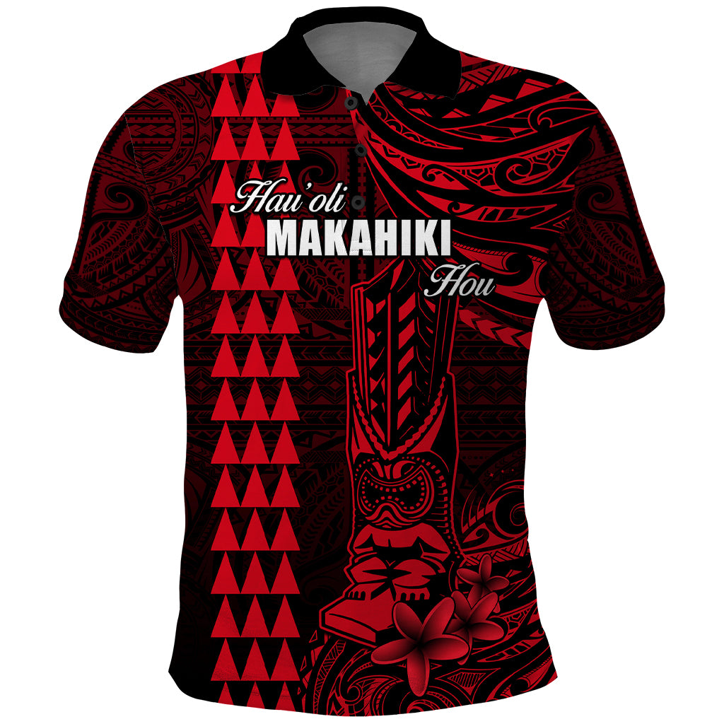 Personalized Hawaii Hauoli Makahiki Hou Polo Shirt Lono Hawaiian God Kakau Polynesian Tribal Red LT05 Red - Polynesian Pride