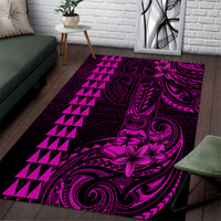 Hawaii Hauoli Makahiki Hou Area Rug Lono Hawaiian God Kakau Polynesian Tribal Pink LT05 Pink - Polynesian Pride