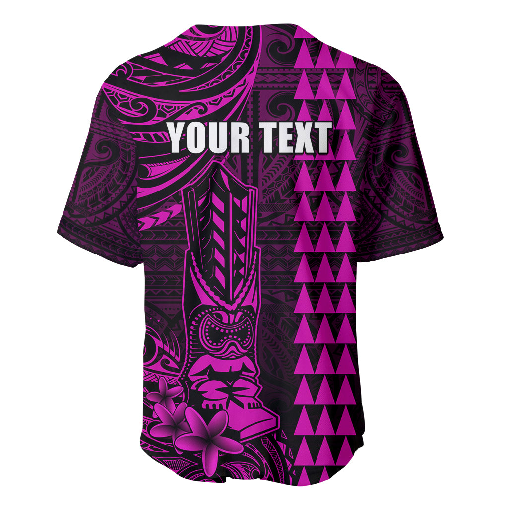 Personalized Hawaii Hauoli Makahiki Hou Baseball Jersey Lono Hawaiian God Kakau Polynesian Tribal Pink LT05 - Polynesian Pride