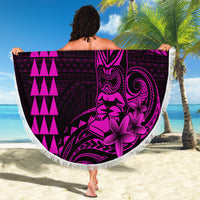 Hawaii Hauoli Makahiki Hou Beach Blanket Lono Hawaiian God Kakau Polynesian Tribal Pink LT05 - Wonder Print Shop