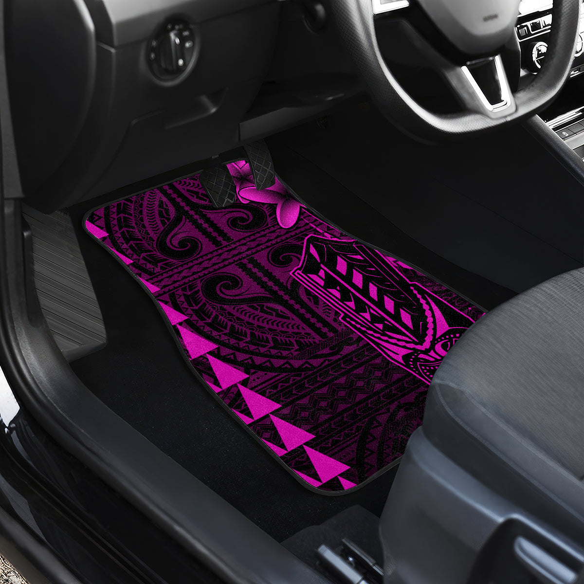 Hawaii Hauoli Makahiki Hou Car Mats Lono Hawaiian God Kakau Polynesian Tribal Pink LT05 - Polynesian Pride