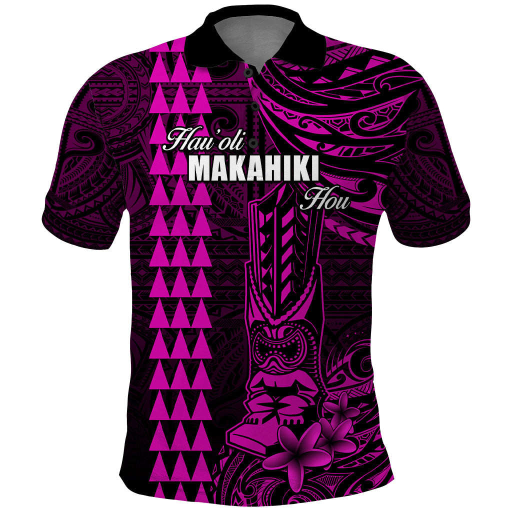 Personalized Hawaii Hauoli Makahiki Hou Polo Shirt Lono Hawaiian God Kakau Polynesian Tribal Pink LT05 Pink - Polynesian Pride